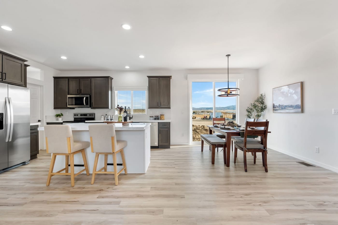 Modern kitchen and dining area