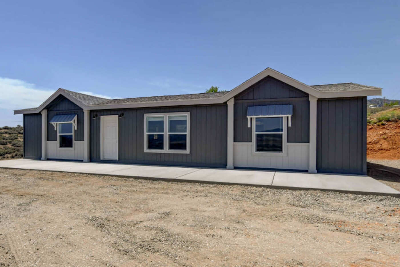 Gray exterior manufactured home