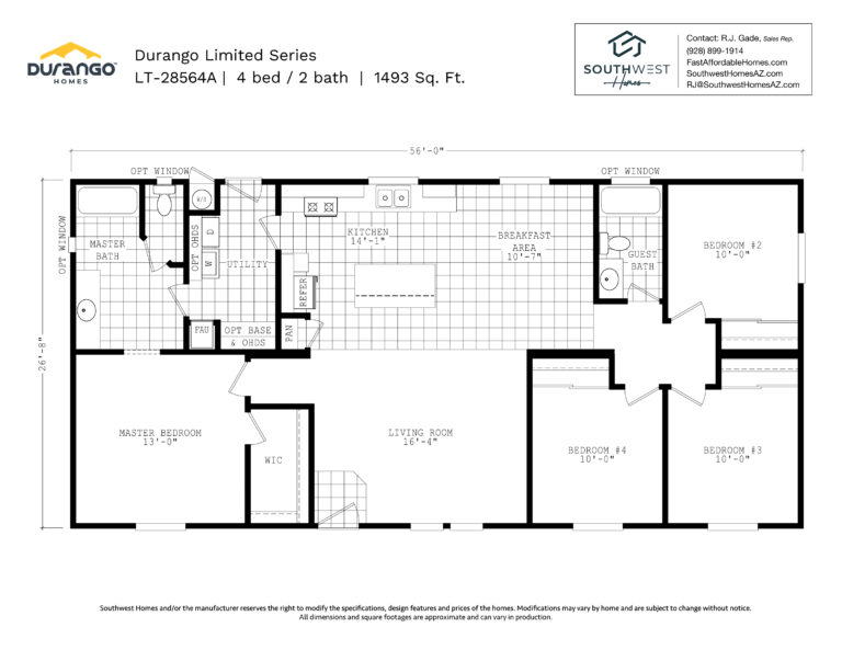 Cavco Durango Limited Series, Model LT-28564A, 1493 sqft