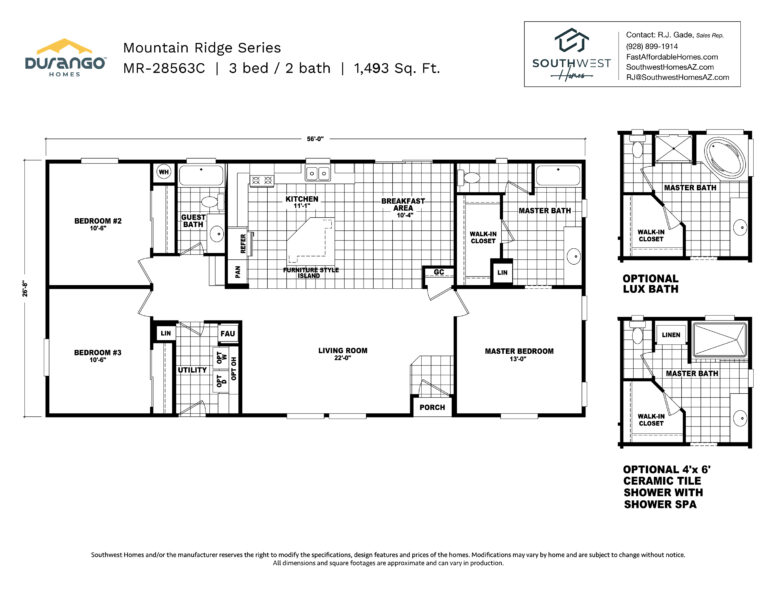 Cavco Mountain Ridge Series, Model MR-28563C, 1493 sqft