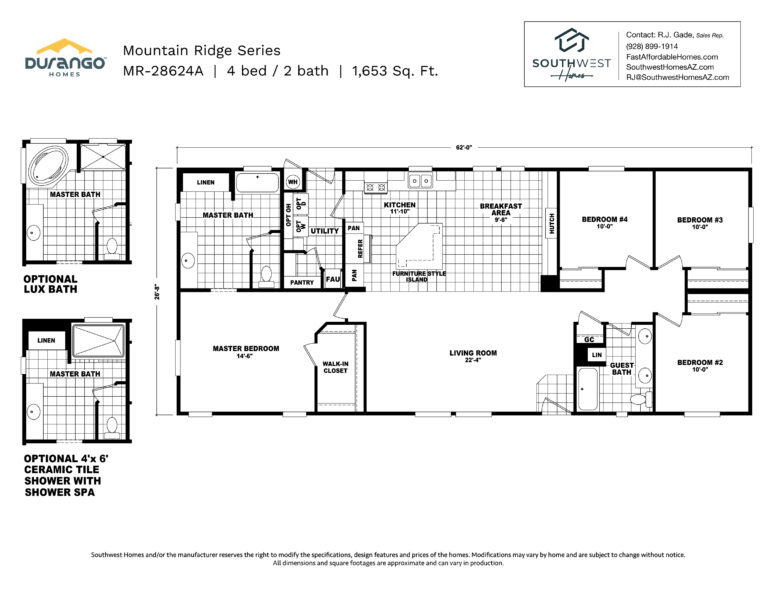 Cavco Mountain Ridge Series, Model MR-28624A, 1653 sqft