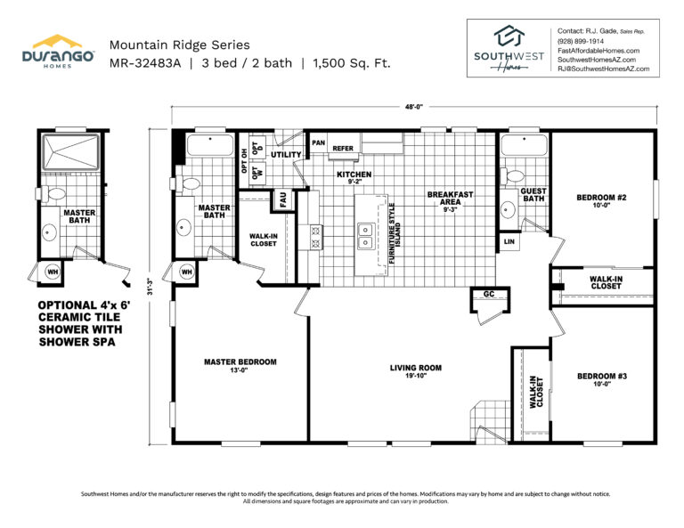 Cavco Mountain Ridge Series, Model MR-32483A, 1500 sqft