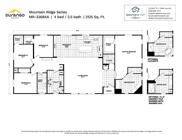 Cavco Mountain Ridge Series, Model MR-32684A, 2125 sqft