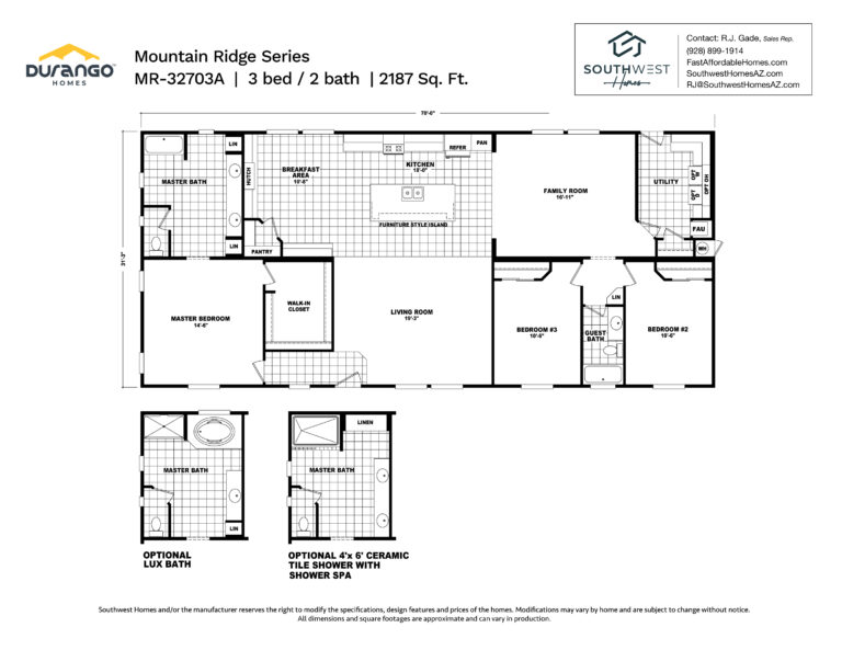 Cavco Mountain Ridge Series, Model MR-32703A, 2187 sqft