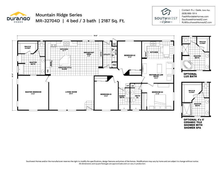 Cavco Mountain Ridge Series, Model MR-32704D, 2187 sqft