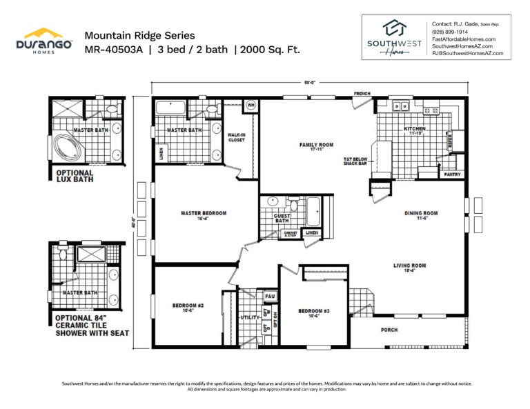 Cavco Mountain Ridge Series, Model MR-40503A, 2000 sqft