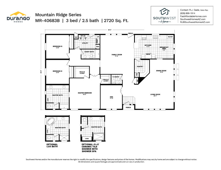 Cavco Mountain Ridge Series, Model MR-40683B, 2720 sqft