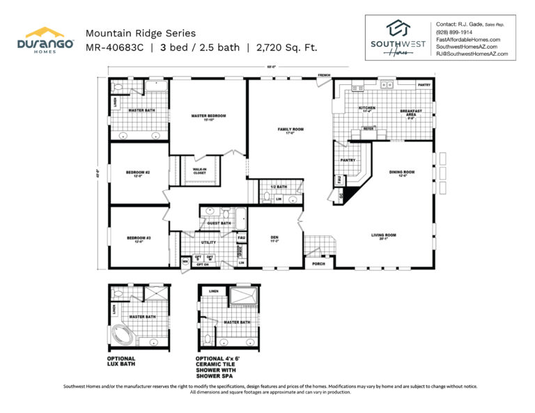 Cavco Mountain Ridge Series, Model MR-40683C, 2720 sqft