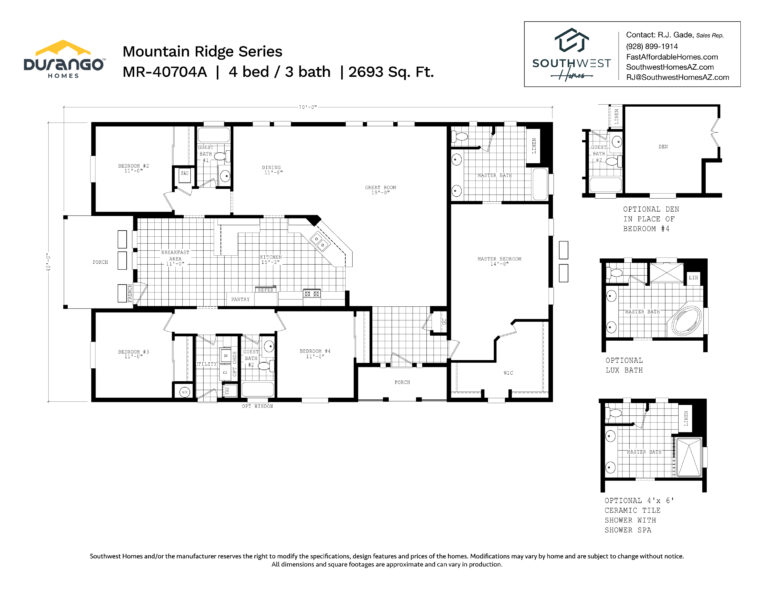 Cavco Mountain Ridge Series, Model MR-40704A, 2693 sqft